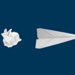 Innovations - white paper plane on white background