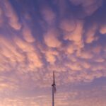 Environmental Impacts - white clouds over the wind turbines