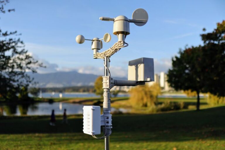 IoT - a cell phone tower in a park with a lake in the background